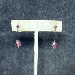 Avon Black And Faux Amethyst Pierced Earrings (4304)